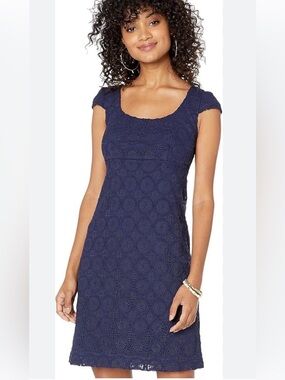Lilly Pulitzer Laurent dress with Zanzibar Lace True Navy NWT 16